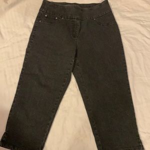 👖Womens Ruby Rd Pt stretchy black denim capris-Size s